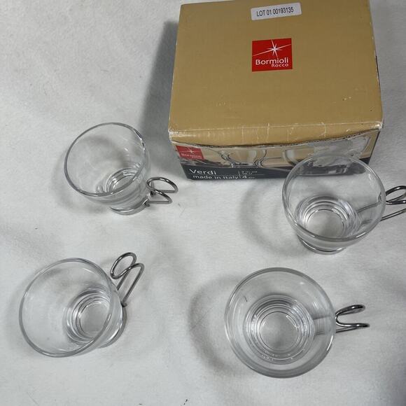 4 Bormioli Rocco Verdi Italy Espresso Clear Glass Coffee Cup 3 1/2 oz 2.5" - Picture 2 of 4